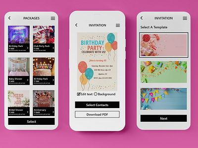 UI Design- Instant Party Planning App adobexd branding case study design graphic design mockup ui ui design