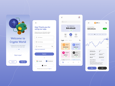 Mobile App: Crypto UI 3d appdesign colors crypto crypto app cryptoapp design illustration inspiration mobile mobileapp typography ui userexperience userinterface ux
