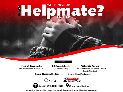 HELPMATE LOVE FEAST advertising flyer design