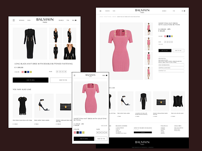 BALMAIN — E-Commerce Redesign Concept branding design fashion minimal mobile redesign store ui web