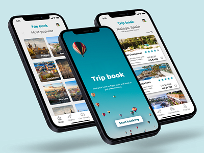 Trip book booking design mobile travel ui