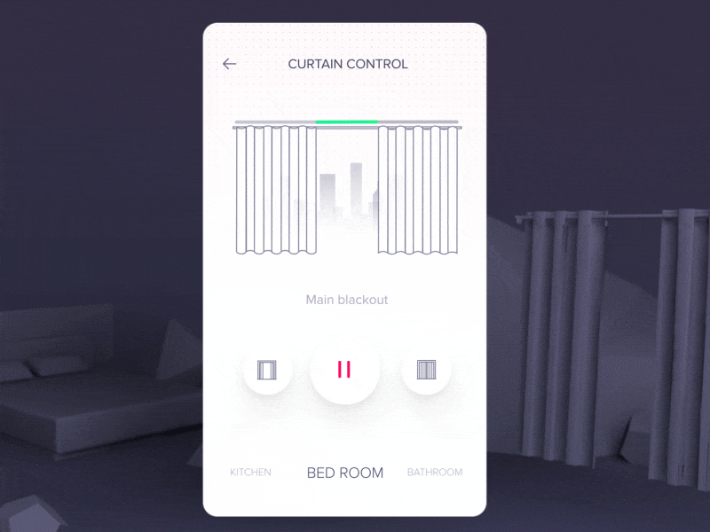 Smarthome app - Curtain Control Screen