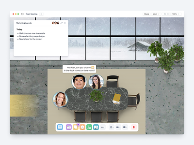 Teamflow - Use Case Onboarding audio cht mac app metaverse onboarding product design remote work spatial design user experience video conference virtual office virtual workspace voice chat zoom
