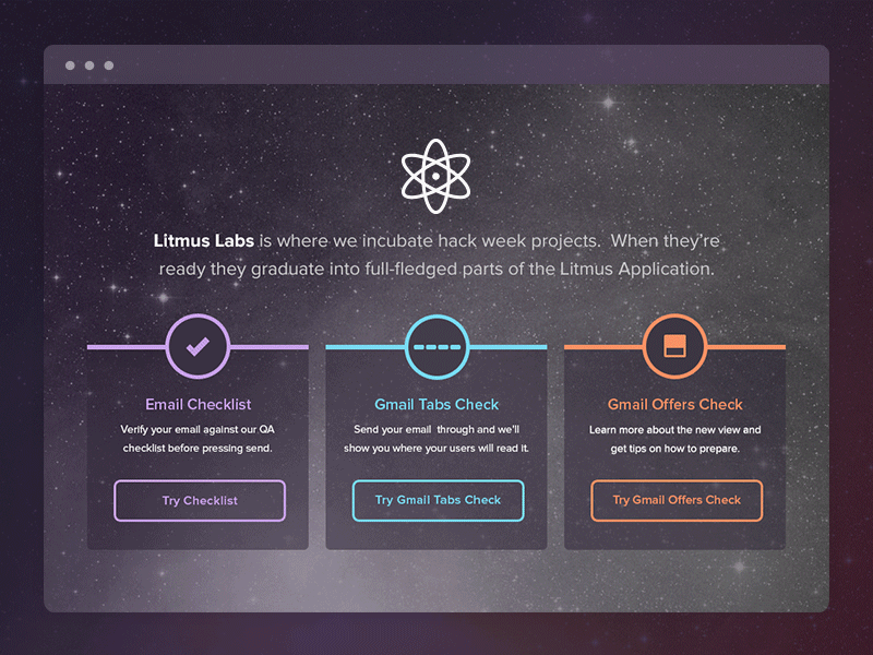 Litmus Labs - Hack Week Repo atomic flat ui hack week labs litmus space stars ui