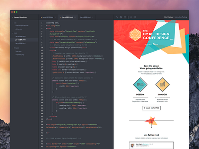 (WIP) Builder for Mac app clean code code editor desktop app email email code editor email design email development litmus simple ui ui design ux