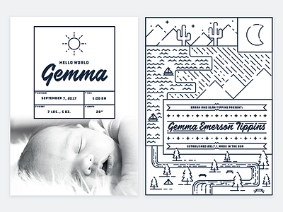 Gemma's Birth Announcement baby announcement birth announcement gemma emerson tippins illustration linework print