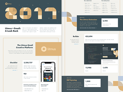 Litmus - Year In Review - 2017 geometric illustration infographic landing page shapecasting typography ui visual design year in review