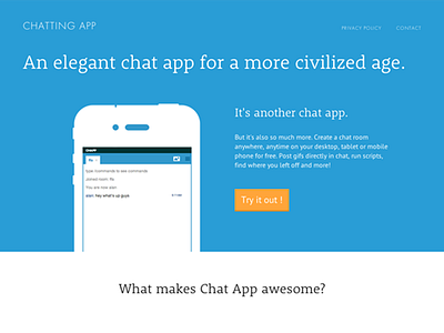 Chatting App Marketing Site chat app chatting app flat design flat ui minimal web app