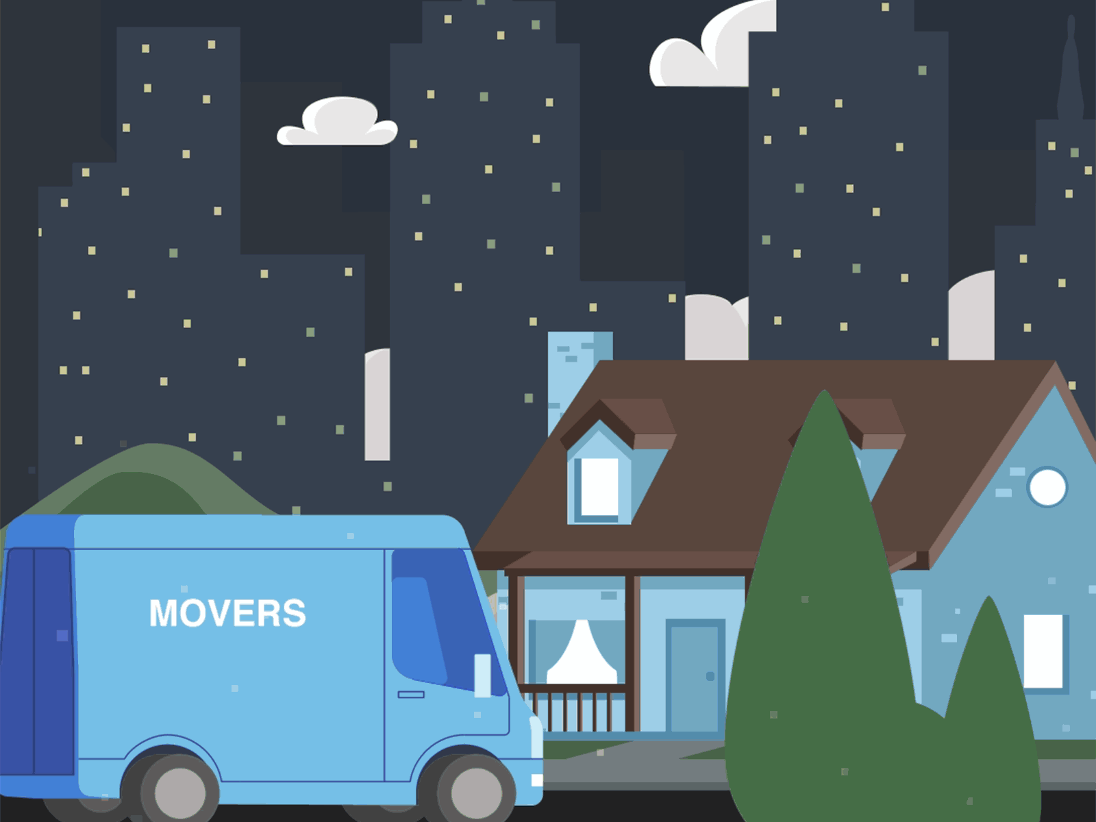 Nestsell_Movers animation branding digital illustration