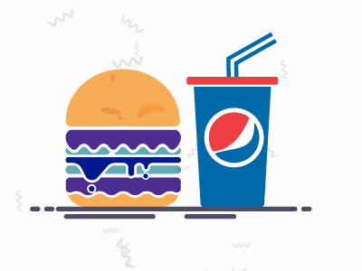 Colorful Burger & Pepsi burger colorful fun pepsi