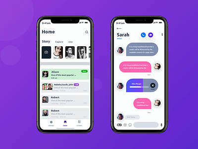 App Home and message Screen concept