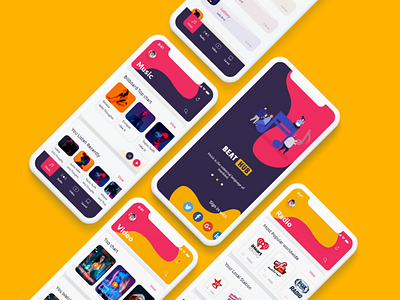 BEAT HUB app beatbox colorful concept cool design ios minimal music app radio radio app responsive ui ui ux design ui designer ux ux designer video video app web
