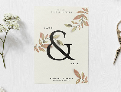Elegant Wedding Invite card - Front view design elegant floral graphic design illustration illustrator invitation invite vector wedding wedding card