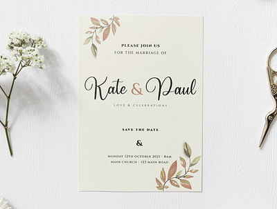Wedding Invite Card - Back view anniversary design elegant flat floral graphic design illustration illustrator vector wedding wedding card
