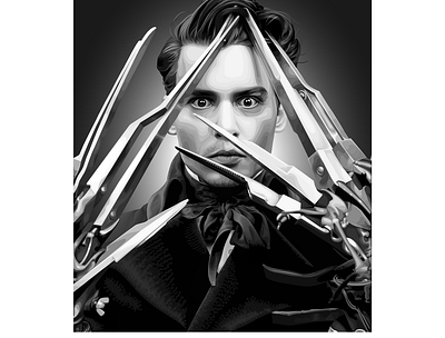 Johnny scissorhands and his fifty shades of grey illustration vector