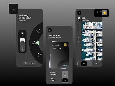 Boat Parking App Dark Mode app boat clean clean design creative design new newdesign shopify ui ux