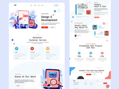 Designer and Developer Portfolio Landing Page animation design illustration ui ux web