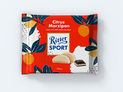 Ritter Sport Wrapping Concept Design branding chocolate citrus colorful flat food illustration lemon orange packaging sweets typography vector wrapping
