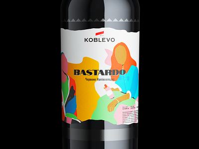 Wine Bottle Label colorful flat illustration koblevo label mockup packaging vector wine wine label
