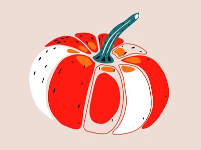 Pumpkin book bright colorful contemporary drawing flat graphic design illustration modern persyk pumpkin receipe vector