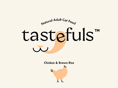 Logo for Tastefuls. Cat Food branding cat cat food cat treats chicken colorful design fish food illustration label logo meal meat packaging tasty vector