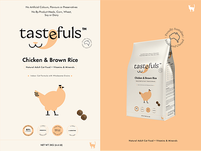 Branding for product packaging Tastefuls animals branding cat chicken colorful dog fish food illustration label meal meat packaging vector