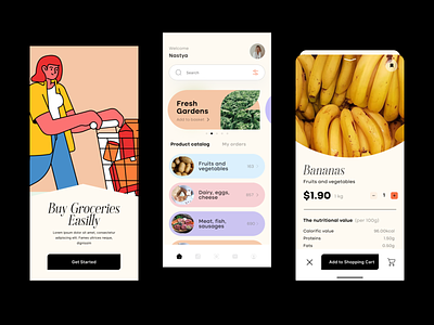 Groceries Shop app app application branding colorful ecommerce groceries logo shop vector