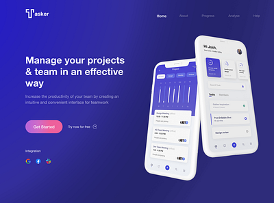 Tasker-Team Management app design app color dashboard design desktop design flat logo minimal simple task management task manager team ui ux work