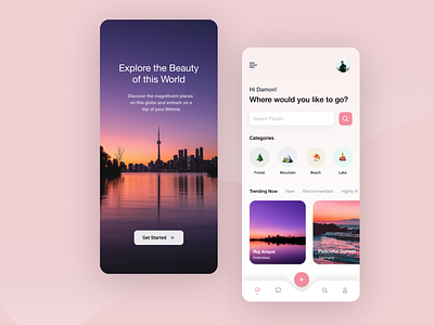 Travel app concept adventure app classy color design flat fun minimal simple travel travel app ui ux