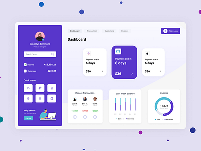 Invoice-dashboard concept design app budget design desktop expense flat income management minimal simple transaction ui ux