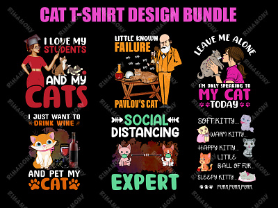 Cat T-shirt Design Bundle