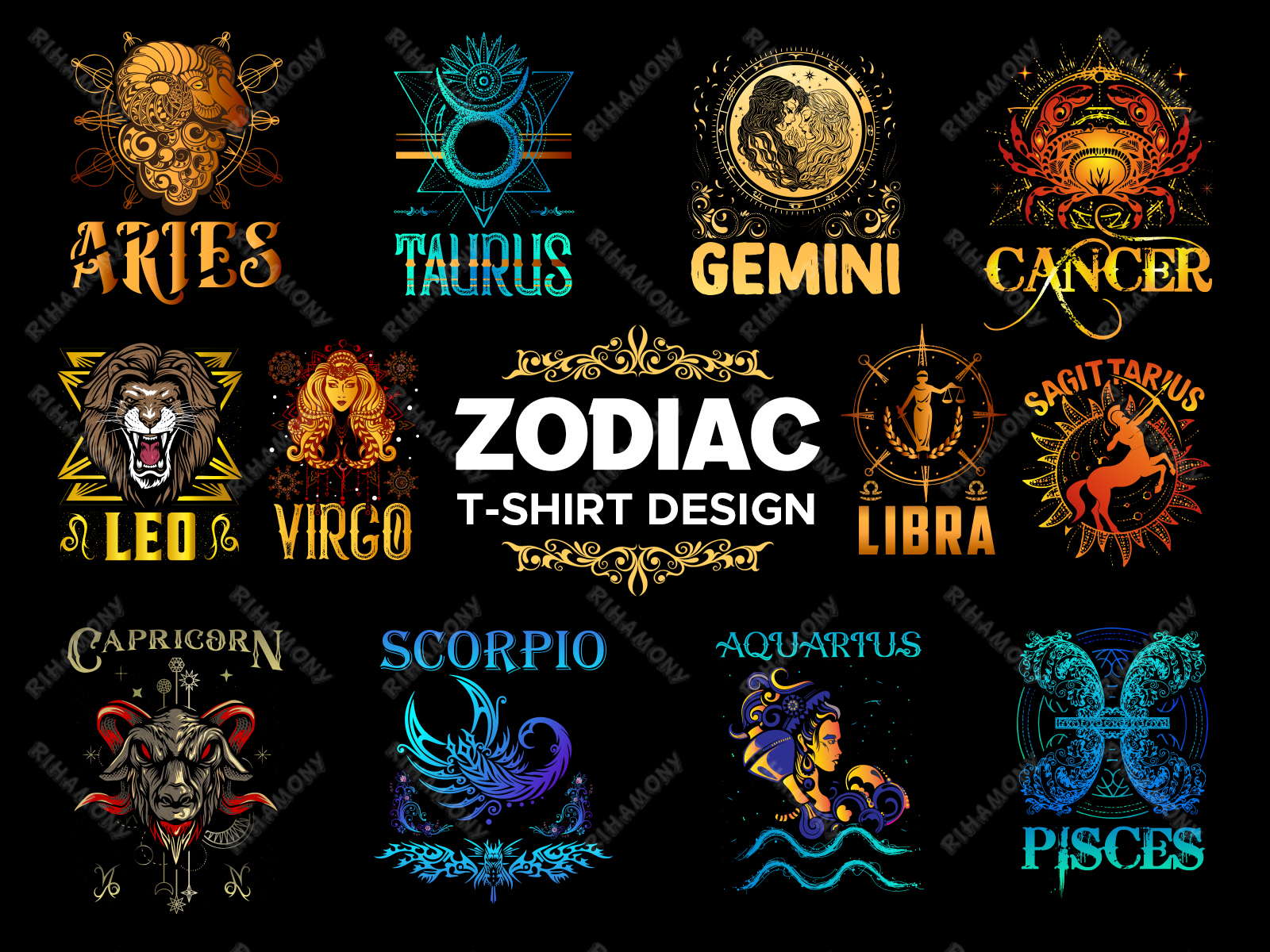 12 Zodiac T Shirt Design by Anik Islam on Dribbble