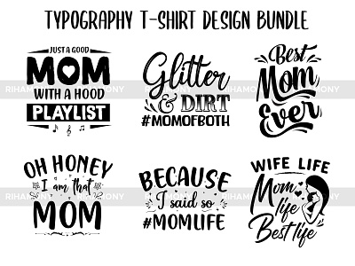 Mothers Day Typography T-shirt Design Bundle