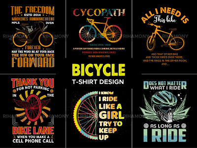 Bicycle T-shirt Design bicycle bike black crank cycle design drawn hand handmade icon illustration logo mountain print retro ride road tshirt vector vintage