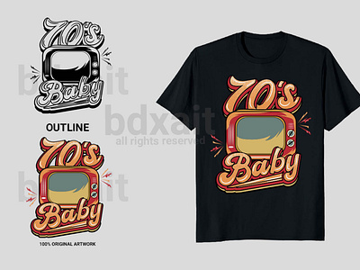70's Baby T-shirt design 70s 70sdesign 70sstyle 80s design 80sstyle 90s design baby born graphictshirtdesign illustration teedesign tshirt design vector