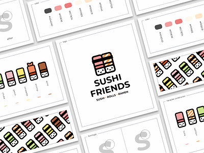 Sushi Friends branding cartoon character friends japan logo rolls sign sushi