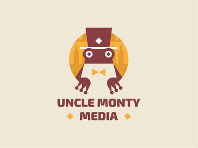 Uncle Monty Media alcohol aristocrat bar bottle branding butterfly cap cartoon character frog hat sign toad