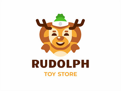 Rudolph animal branding cartoon character christmas deer hat horns new year rudolph santaclaus sign