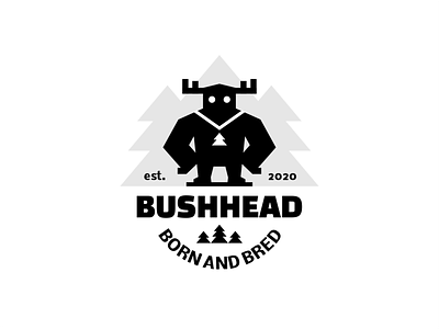 BUSHHEAD bigfoot character forest horns medallion pendant sign spruce tree yeti