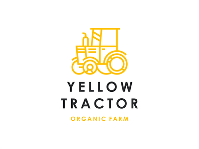 Yellow Tractor agriculture branding farm line logo machine orange organic sign tractor village yellow