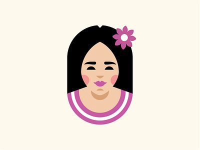 Wai-Thai branding cartoon character cute flat flower geometry girl hairpin person sign