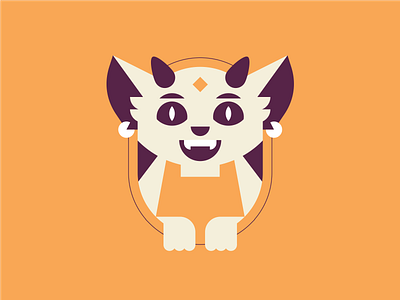 Bertha branding cartoon cat character cute earrings ears horns illustration kitty logo monster orange sign