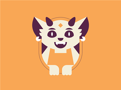 Bertha branding cartoon cat character cute earrings ears horns illustration kitty logo monster orange sign