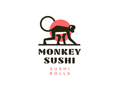 MONKEY SUSHI animal bar branding character japan logo macaque monkey rolls sign sushi