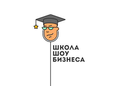 Logo for "School of show business" business character hat logo microphone points school star student study trainee