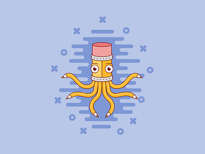 OctoPencil eraser illustration octopus pencil tentacles
