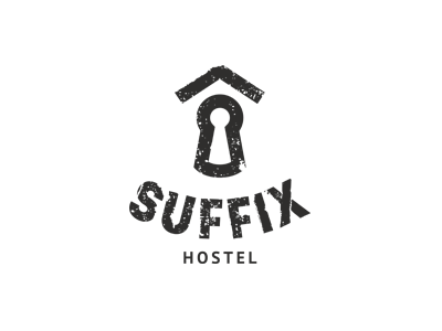 Suffix accommodation grunge hostel keyhole logo suffix