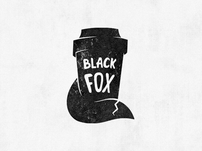 BlackFox black coffee cup fox grunge logo tail