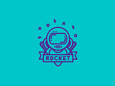 Rocket astronaut helmet logo rocket space