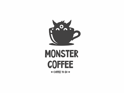 Monster Coffee character coffee eyes logo monster peeking video